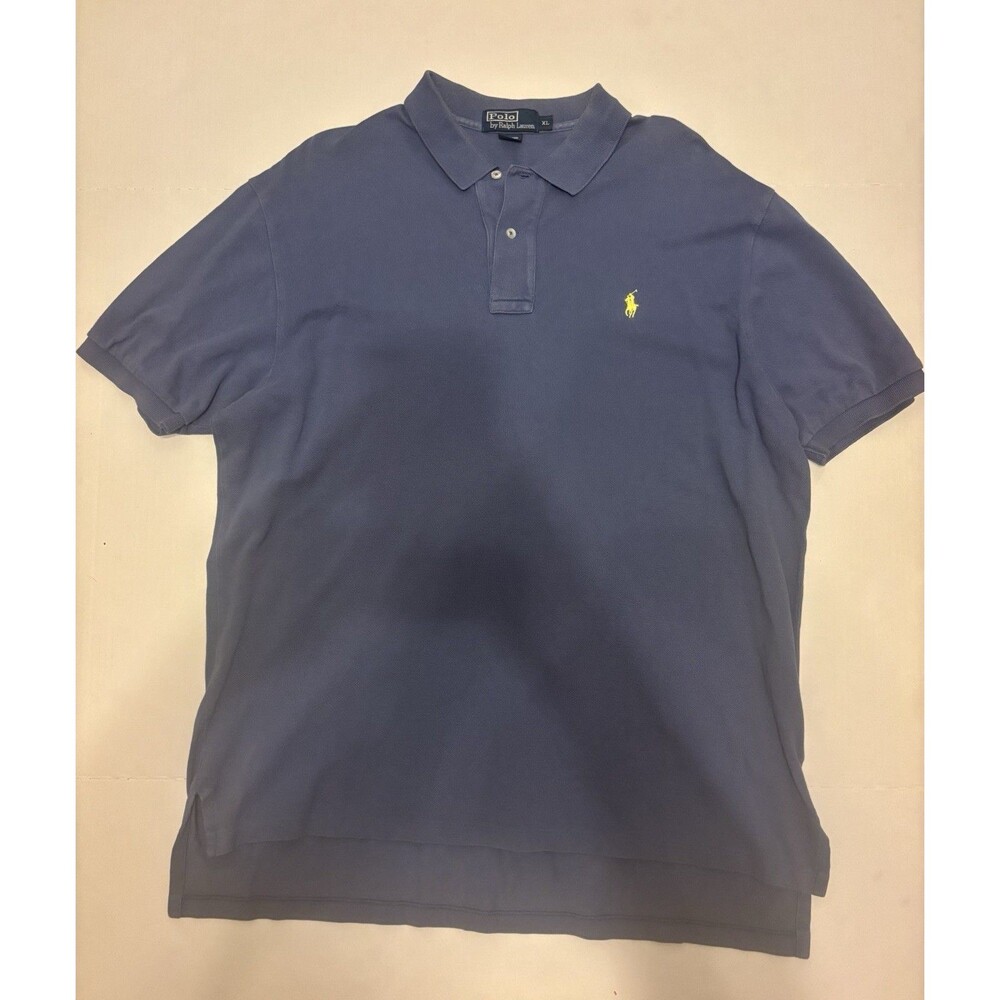 Polo Ralph Lauren Men’s XL Blue Solid Cotton Knit Polo Collared Embroidered Logo